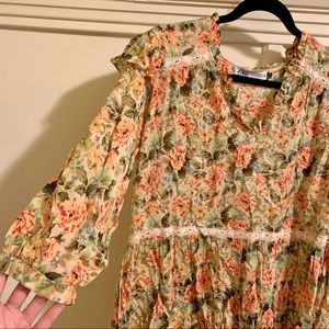 ZARA Floral Ruffle Tiered Babydoll Dress